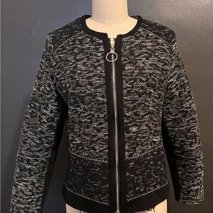 Chico's Black & Silver Textured Knit Jacket Size 1P